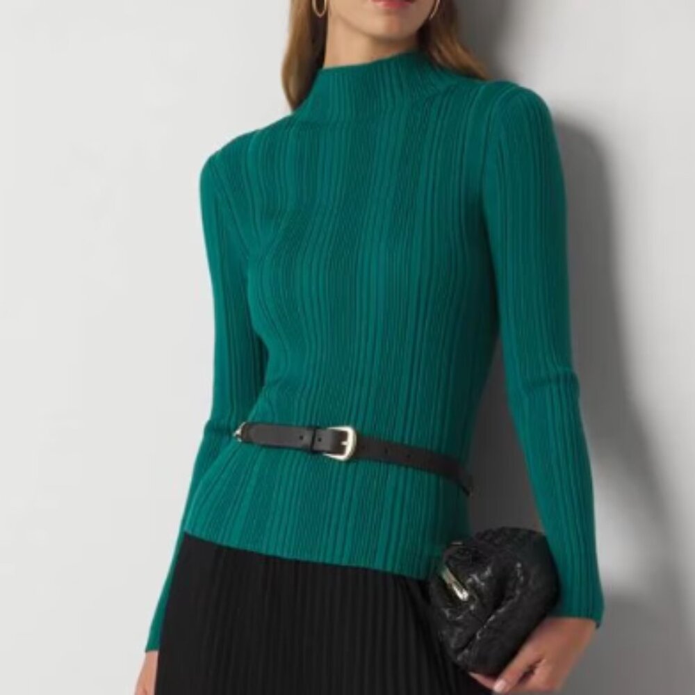 NWT, WHBM, Ribbed Mockneck Sweater, Longsleeve, Small